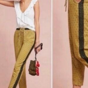 Anthropologie Green Pants with Elastic Waist